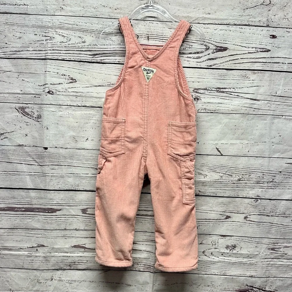 Oshkosh Baby Girls Pink Corduroy Overalls